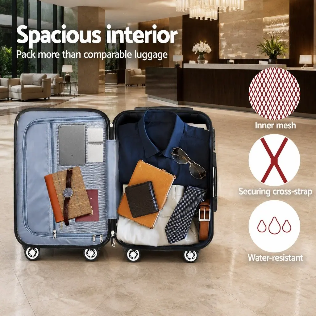 Hard Shell Luggage Set 20in 28in Travel Suitcase Trolley Dark Grey