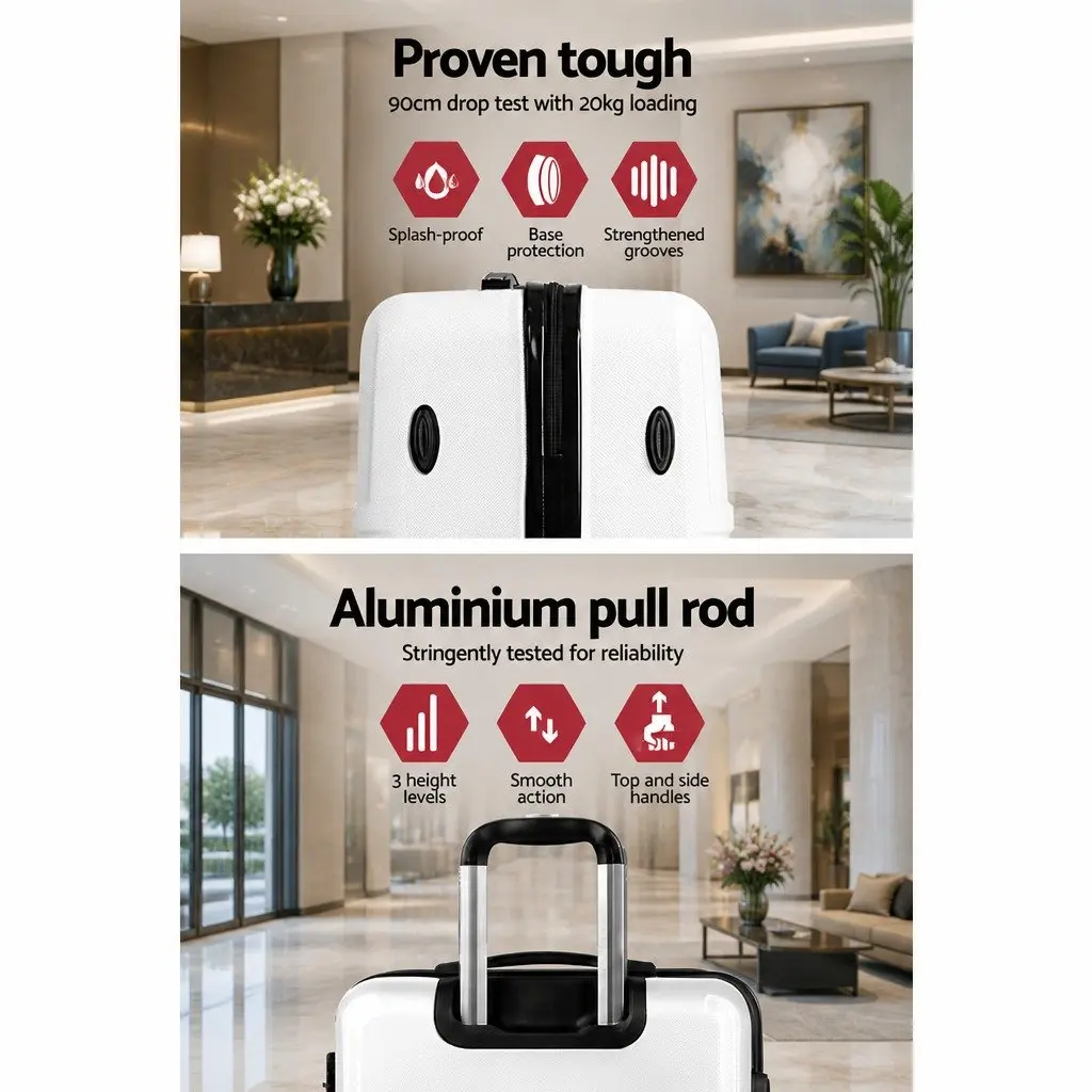 Hard Shell Luggage Set 20 Inch 24 Inch 28 Inch TSA Lock Spinner Wheels White