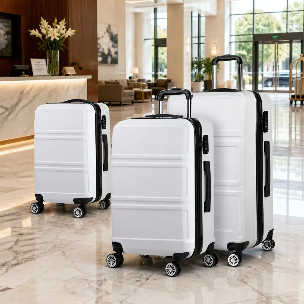 Hard Shell Luggage Set 20 Inch 24 Inch 28 Inch TSA Lock Spinner Wheels White