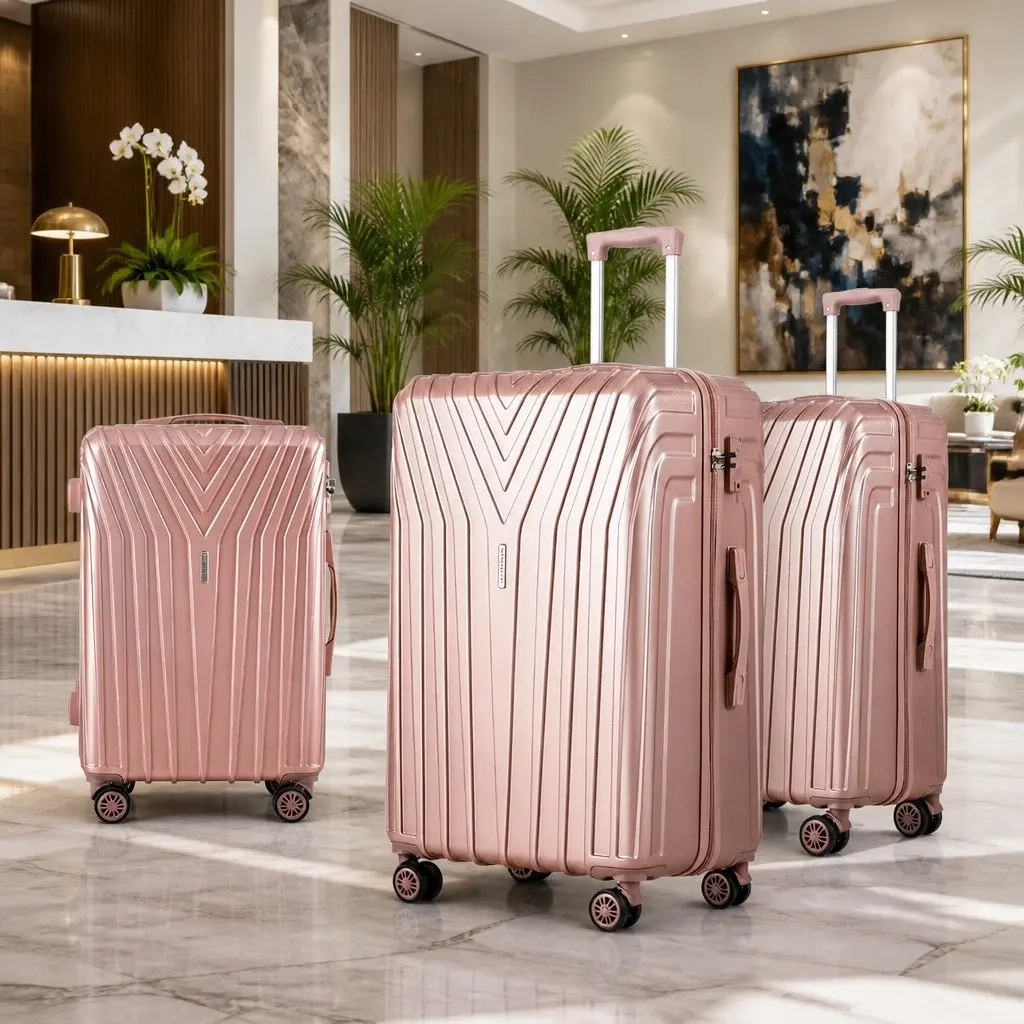 Luggage Set Hard Shell Suitcase 3 Piece 20 24 28 Inch Carry On Pink