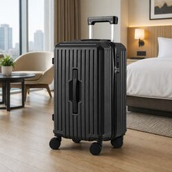 Trunk Carry On Suitcase 20 Inch Luggage Travel TSA Lock 360 Spinner Wheels Black