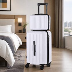 2-Piece Hard Shell Trunk Luggage Set Carry On Travel Suitcase TSA Lock 12" 20
