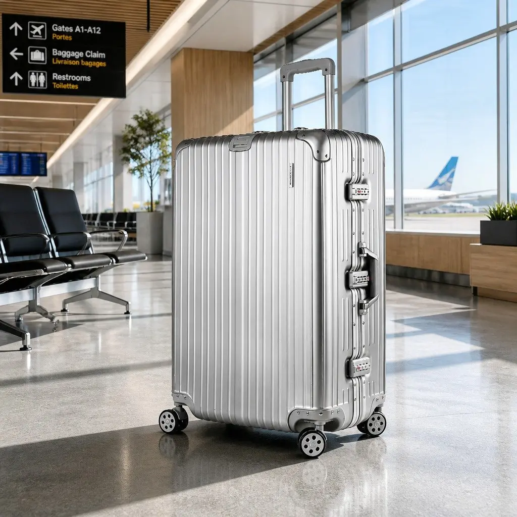 28 Inch Hard Shell Luggage TSA Lock Suitcase Silver