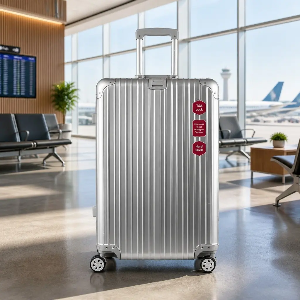 28 Inch Hard Shell Luggage TSA Lock Suitcase Silver