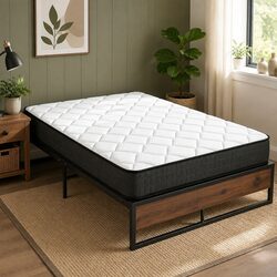 Comfortable Double Metal Bed Frame with Hybrid Mattress Set
