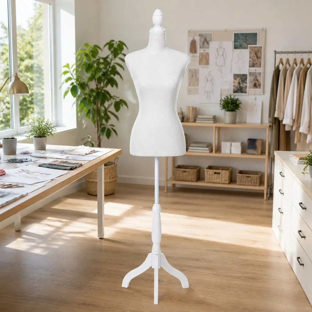 Dressmaking Mannequin Adjustable Height 140cm to 170cm Pinnable Canvas White