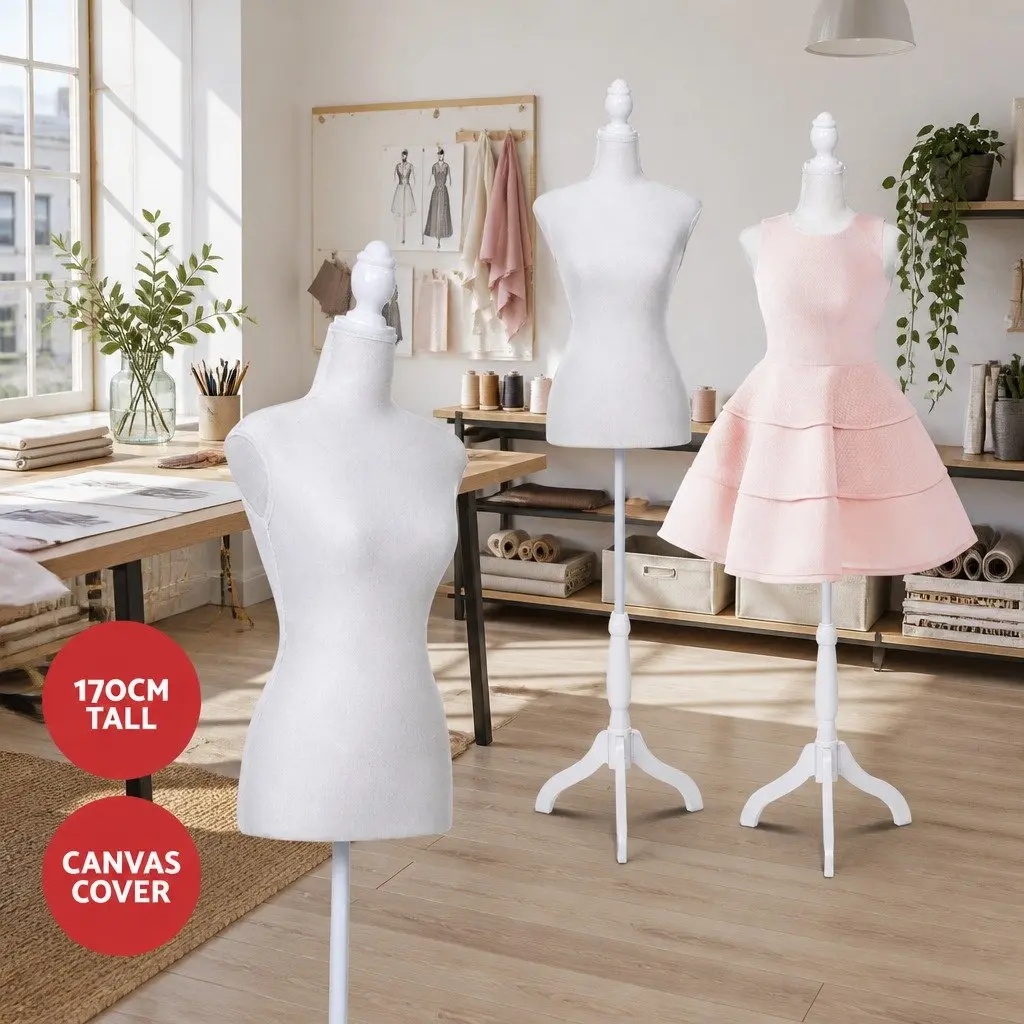 Dressmaking Mannequin Adjustable Height 140cm to 170cm Pinnable Canvas White