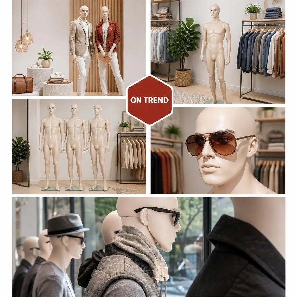 Full Body Male Mannequin Skin Colour Adjustable Arms Head 186cm Retail Display