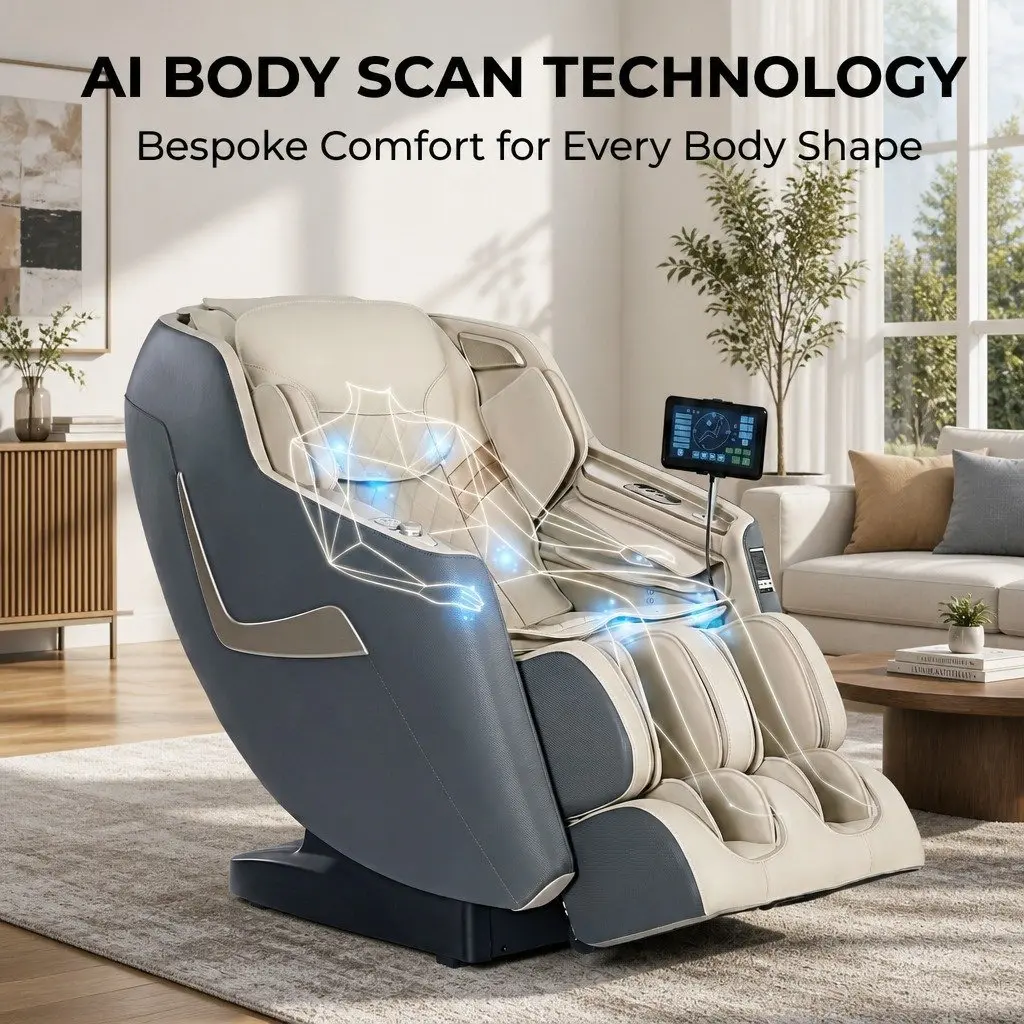 Massage Chair Electric Recliner 3D Grey Home Therapeutic Full Body Massager