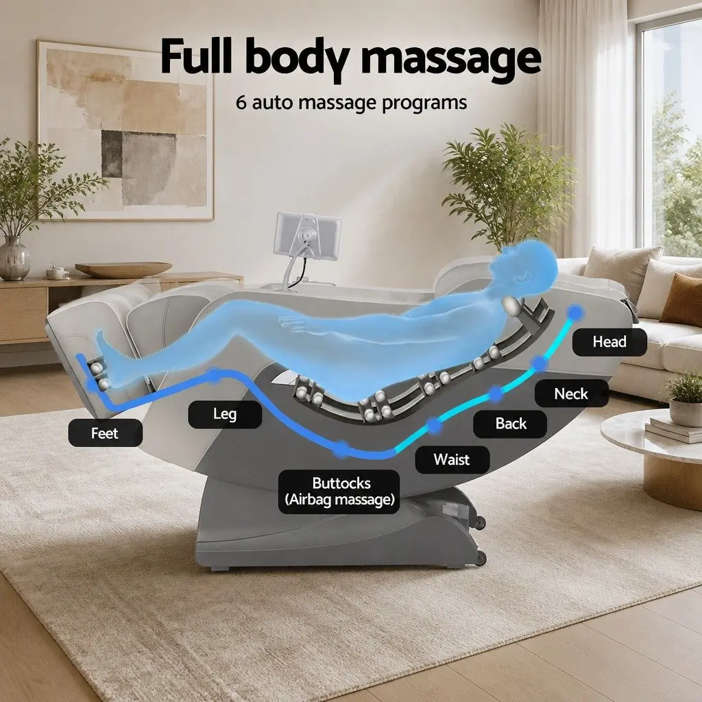 Electric Massage Chair Recliner Grey Full Body Zero Gravity Home Relaxation