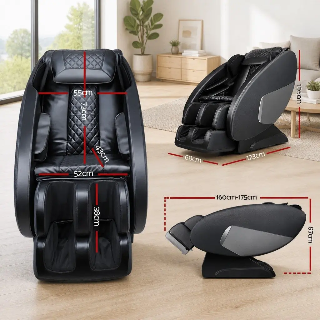 Massage Chair Electric Zero-Gravity Full Body Black Home Therapy with Heating Function and Advanced Massage Technology