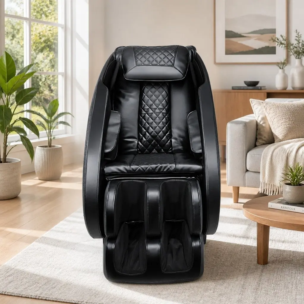 Massage Chair Electric Zero-Gravity Full Body Black Home Therapy with Heating Function and Advanced Massage Technology