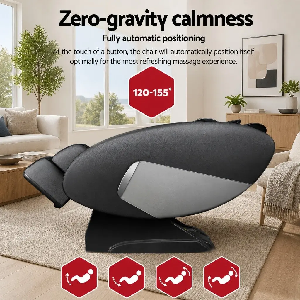 Massage Chair Electric Zero-Gravity Full Body Black Home Therapy with Heating Function and Advanced Massage Technology