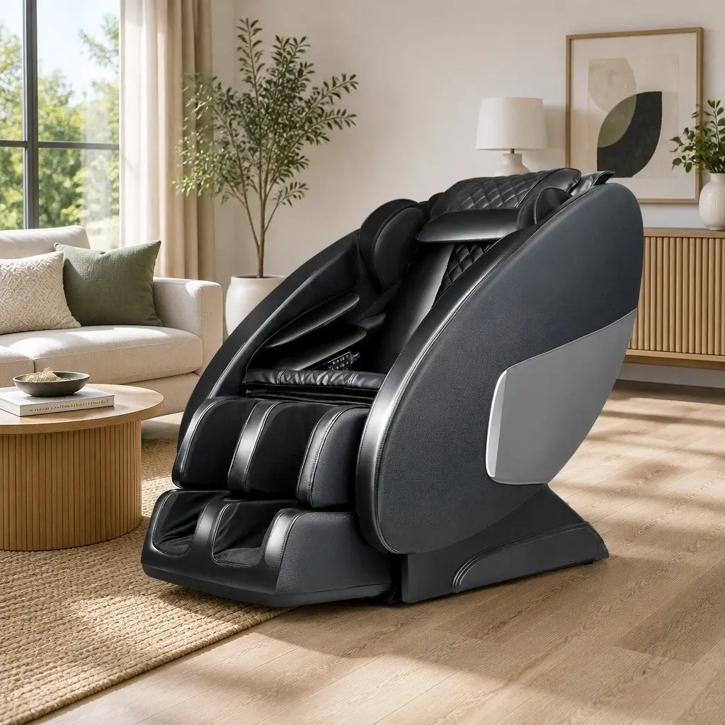 Massage Chair Electric Zero-Gravity Full Body Black Home Therapy with Heating Function and Advanced Massage Technology