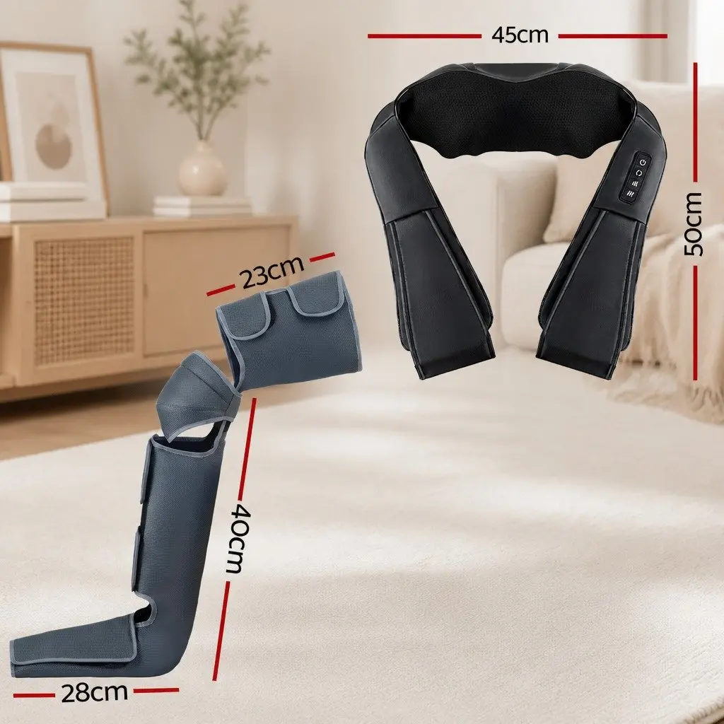 Leg Massager Neck Massager Air Compression Shiatsu Heating Relaxation Black