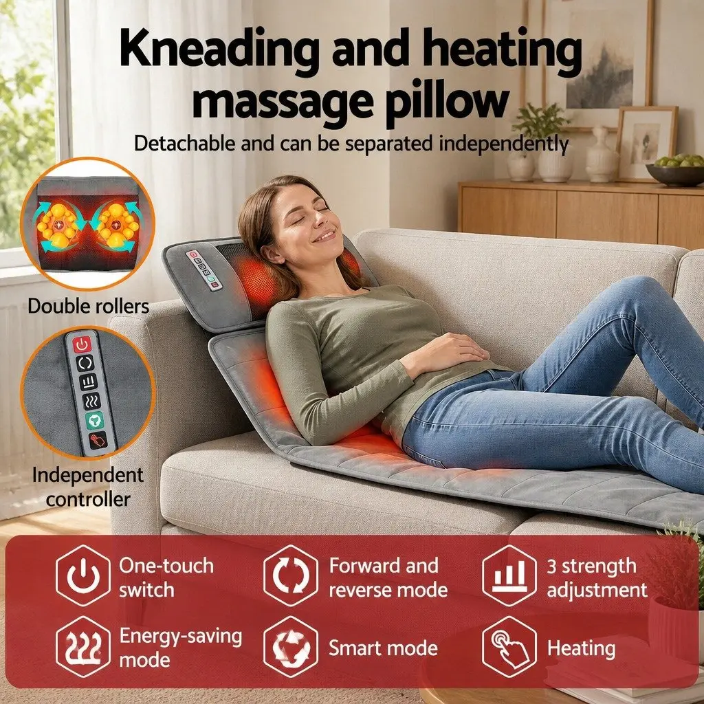 Electric Massage Mat Vibration Heating Neck Back Relaxation 158cm Grey