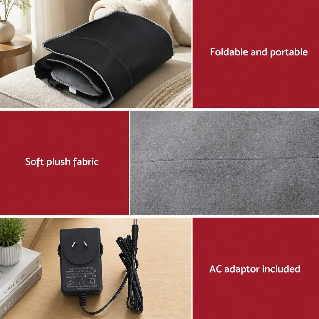 Electric Massage Mat Vibration Heating Neck Back Relaxation 158cm Grey