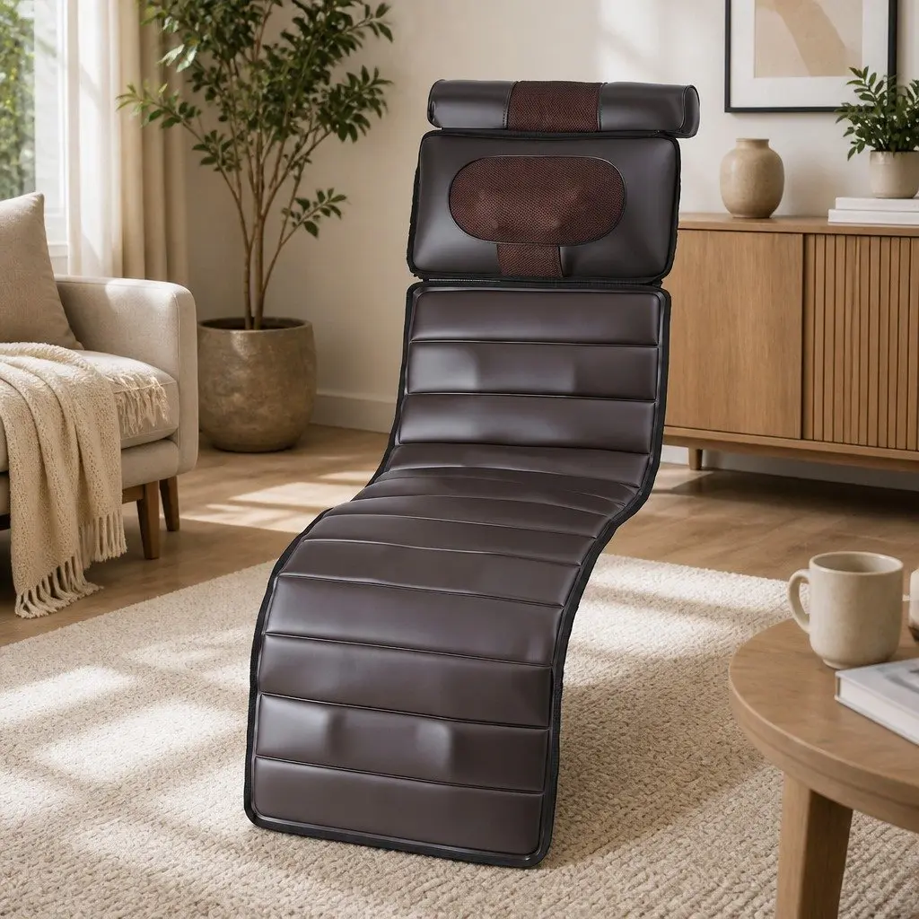 Full Body Massage Mat Kneading Neck Foot Massager Heated Vibration Airbag Brown 166cm x 35cm