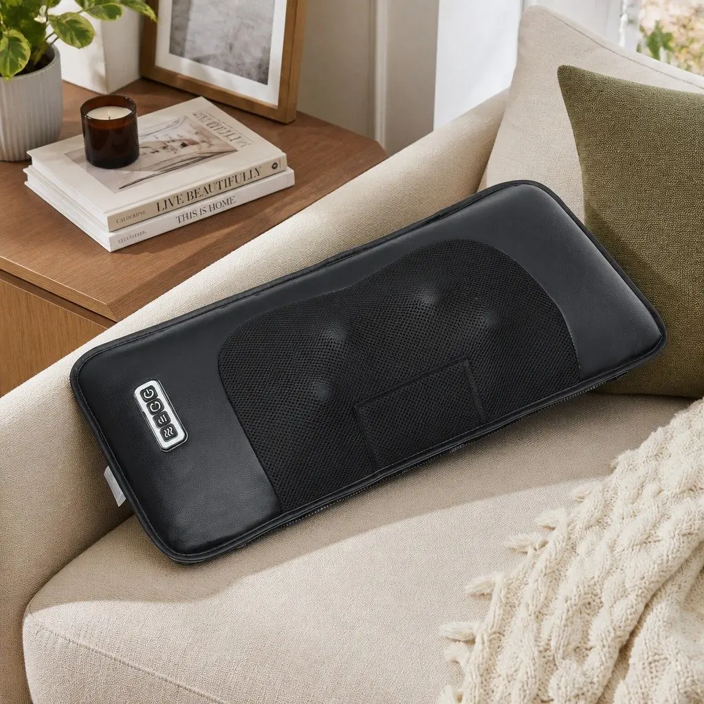 Full Body Massage Mat Heated Kneading Neck Lumbar Airbag Stretch Vibration 170cm Black