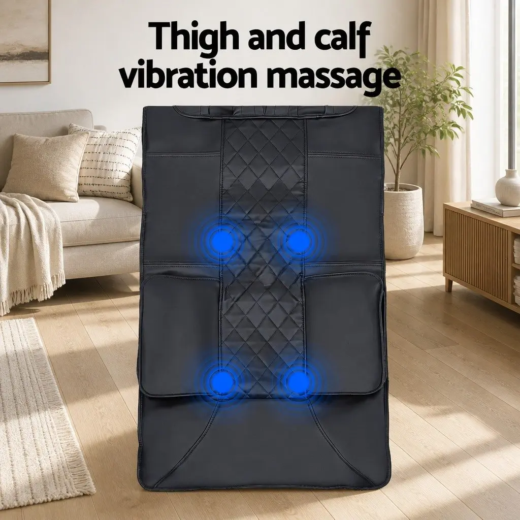 Full Body Massage Mat Heated Kneading Neck Lumbar Airbag Stretch Vibration 170cm Black