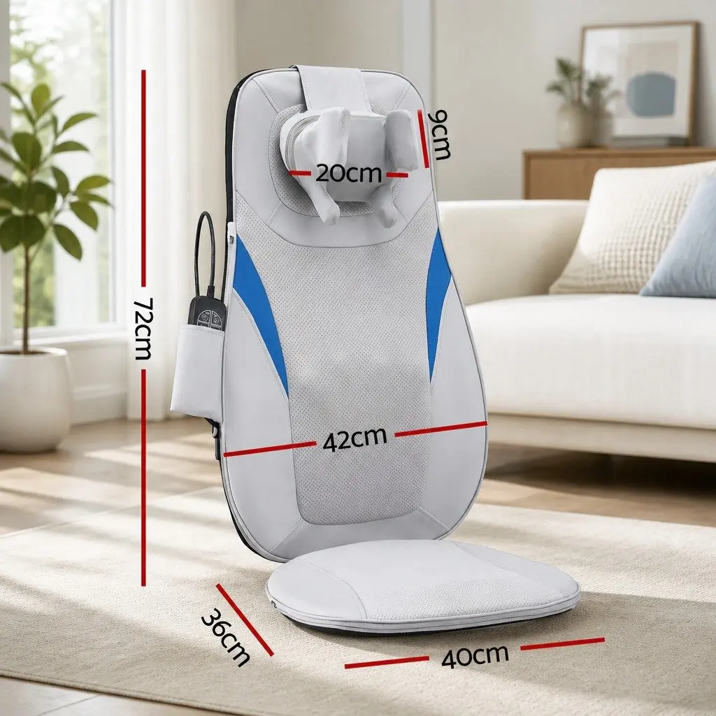 Massage Cushion Full Back Relaxation 3D Kneading Grey Vibration Heating Seat Pad for Office Home Car