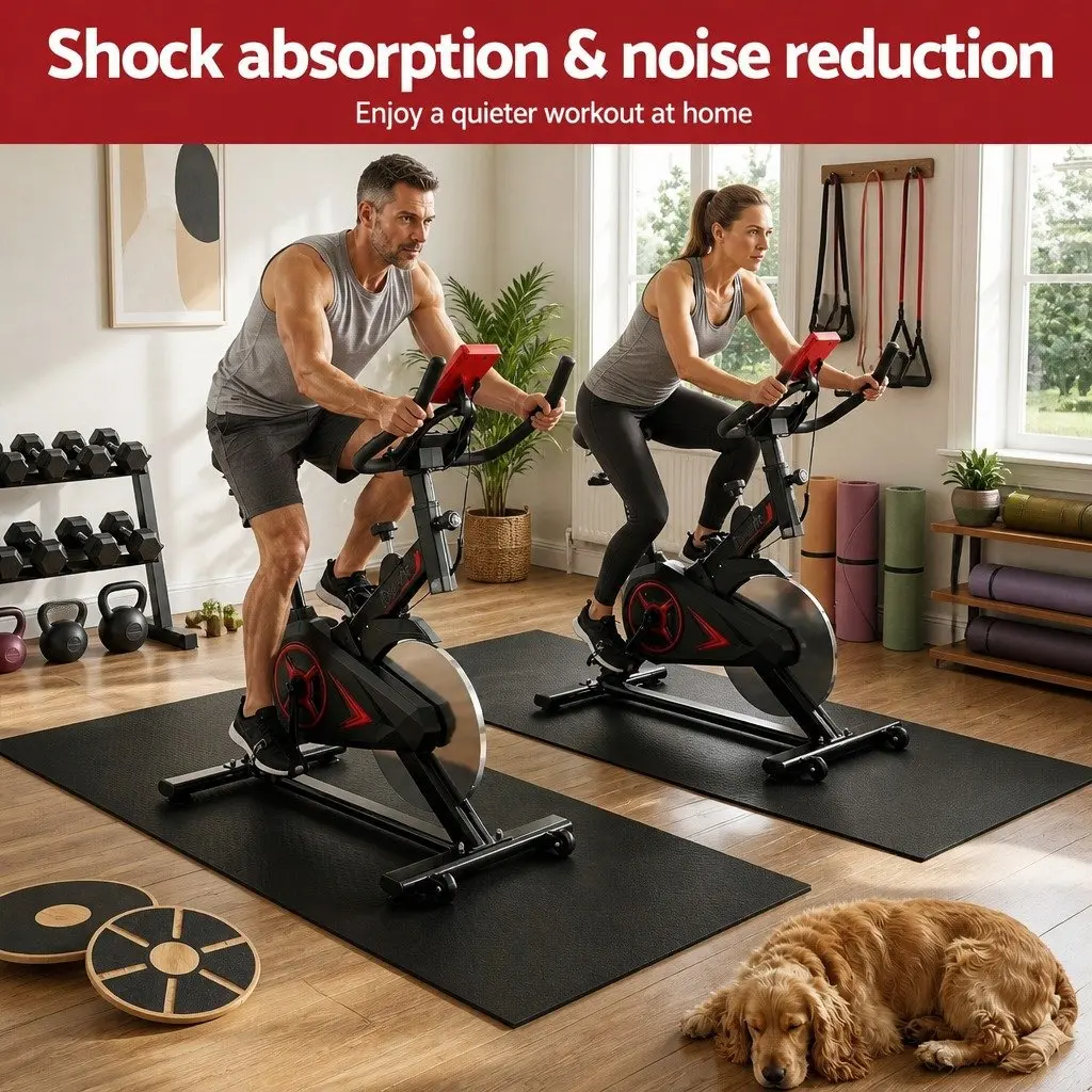 Exercise Equipment Mat Treadmill Floor Rug Home Gym Fitness Yoga 1.8M Black
