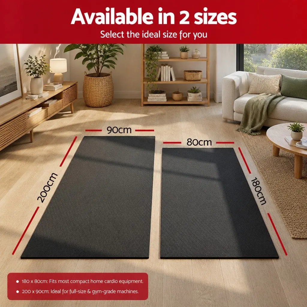 Exercise Equipment Mat Treadmill Floor Rug Home Gym Fitness Yoga 1.8M Black