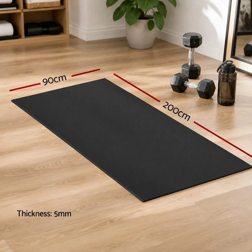 Black Exercise Mat for Comfort and Stability