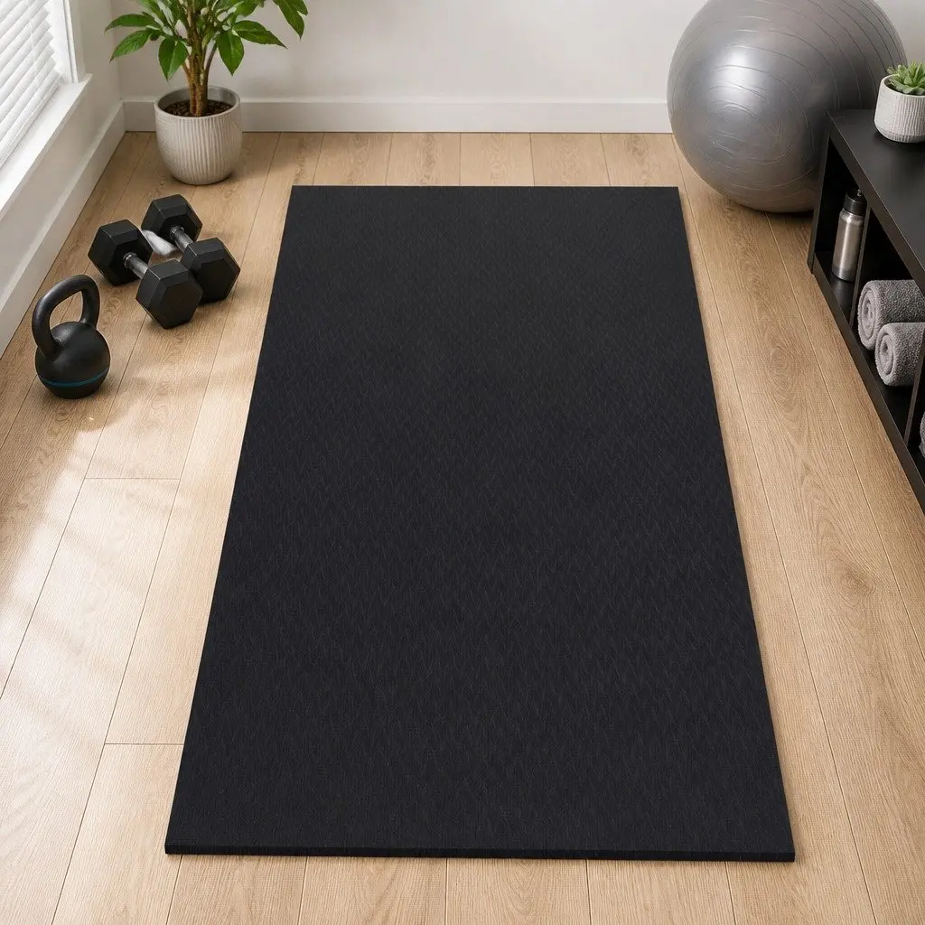 Black Exercise Mat for Comfort and Stability