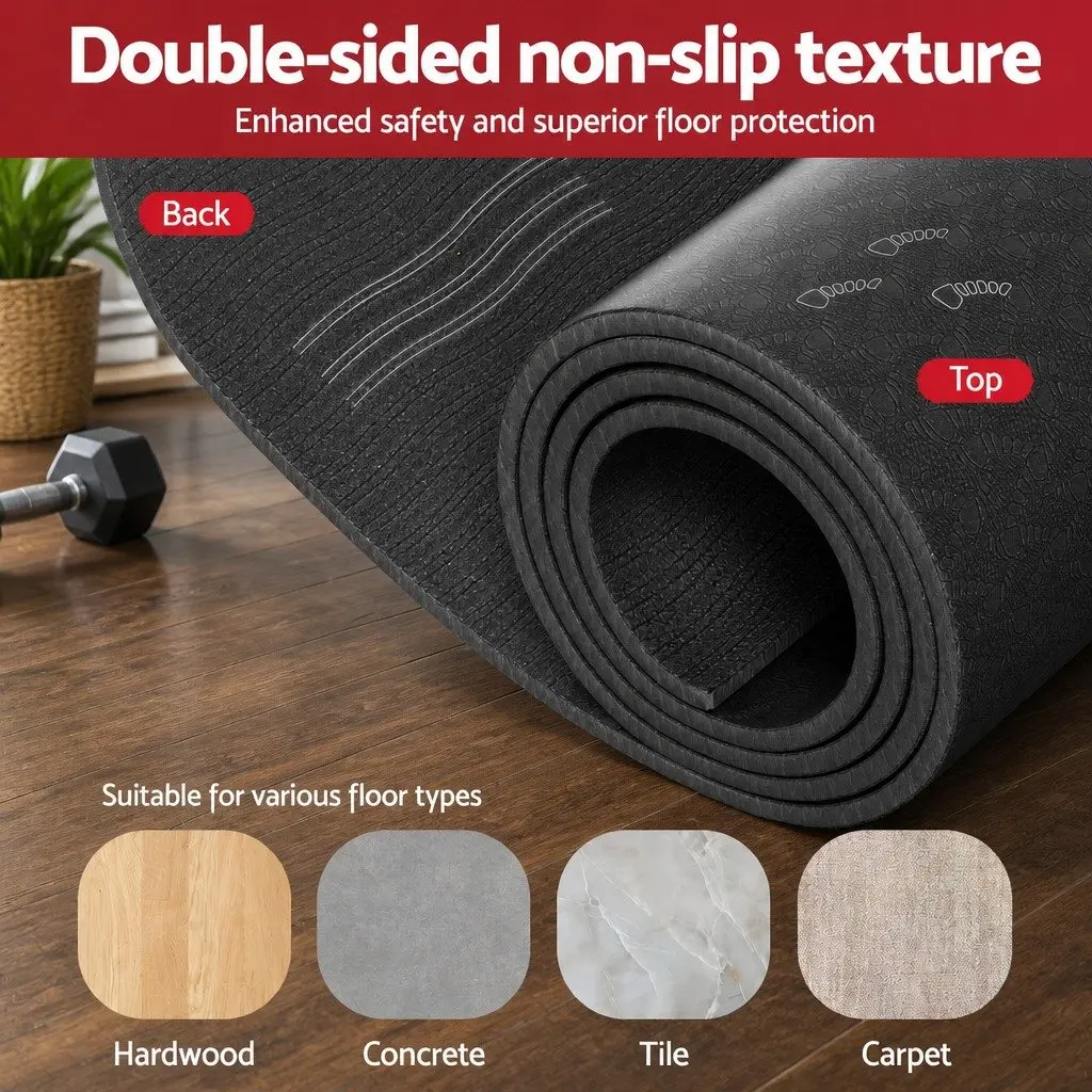 Black Exercise Mat for Comfort and Stability