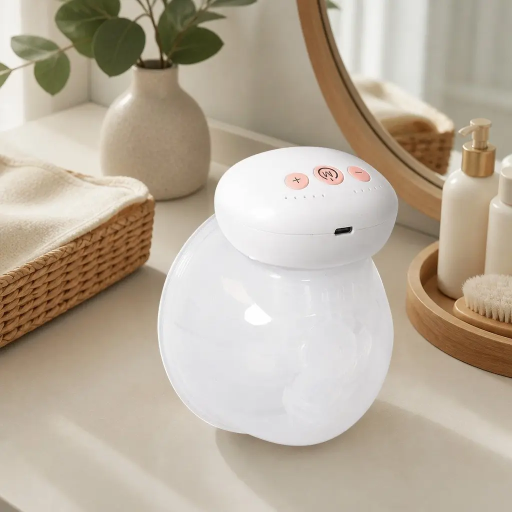 Wearable Breast Pump Electric Hands-Free Portable 240ml Clear and White