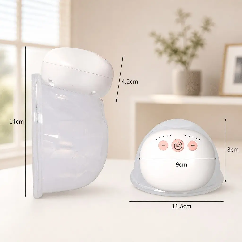 Wearable Breast Pump Electric Hands-Free Portable 240ml Clear and White