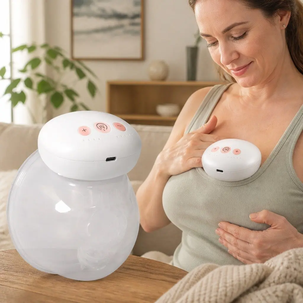 Wearable Breast Pump Electric Hands-Free Portable 240ml Clear and White