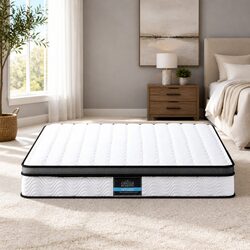 Double Mattress 25cm Cool Gel Foam Bonnell Spring Medium Firm White Bed