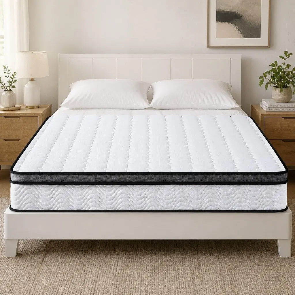 Double Mattress Medium Firm 25cm White Cool Gel Foam Bonnell Spring