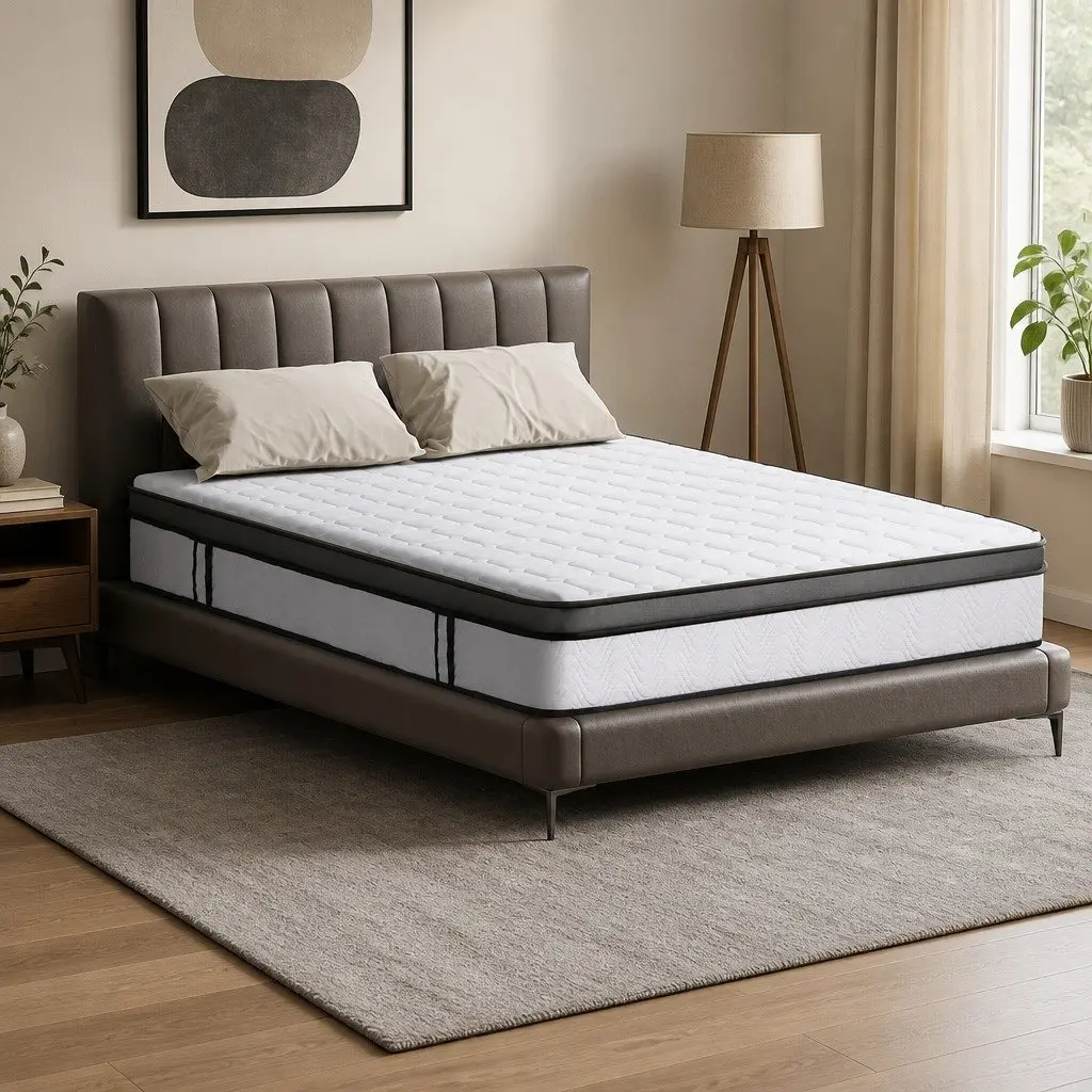 Double Mattress Medium Firm 25cm White Cool Gel Foam Bonnell Spring