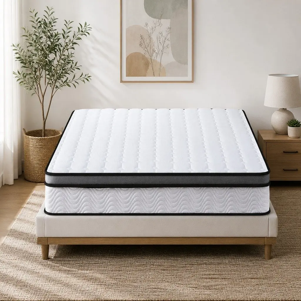 King Size Mattress White Medium Firm 25cm Cool Gel Foam Bonnell Spring Support