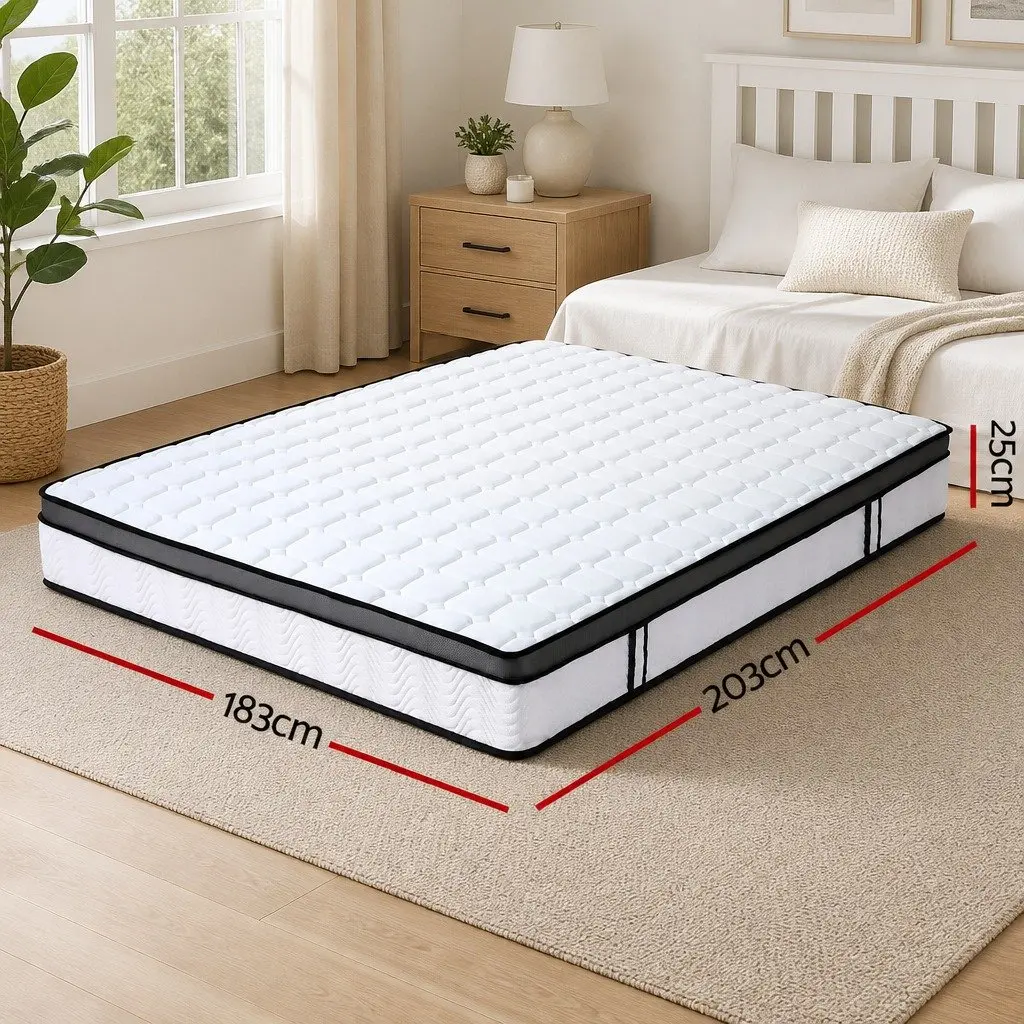 King Size Mattress White Medium Firm 25cm Cool Gel Foam Bonnell Spring Support