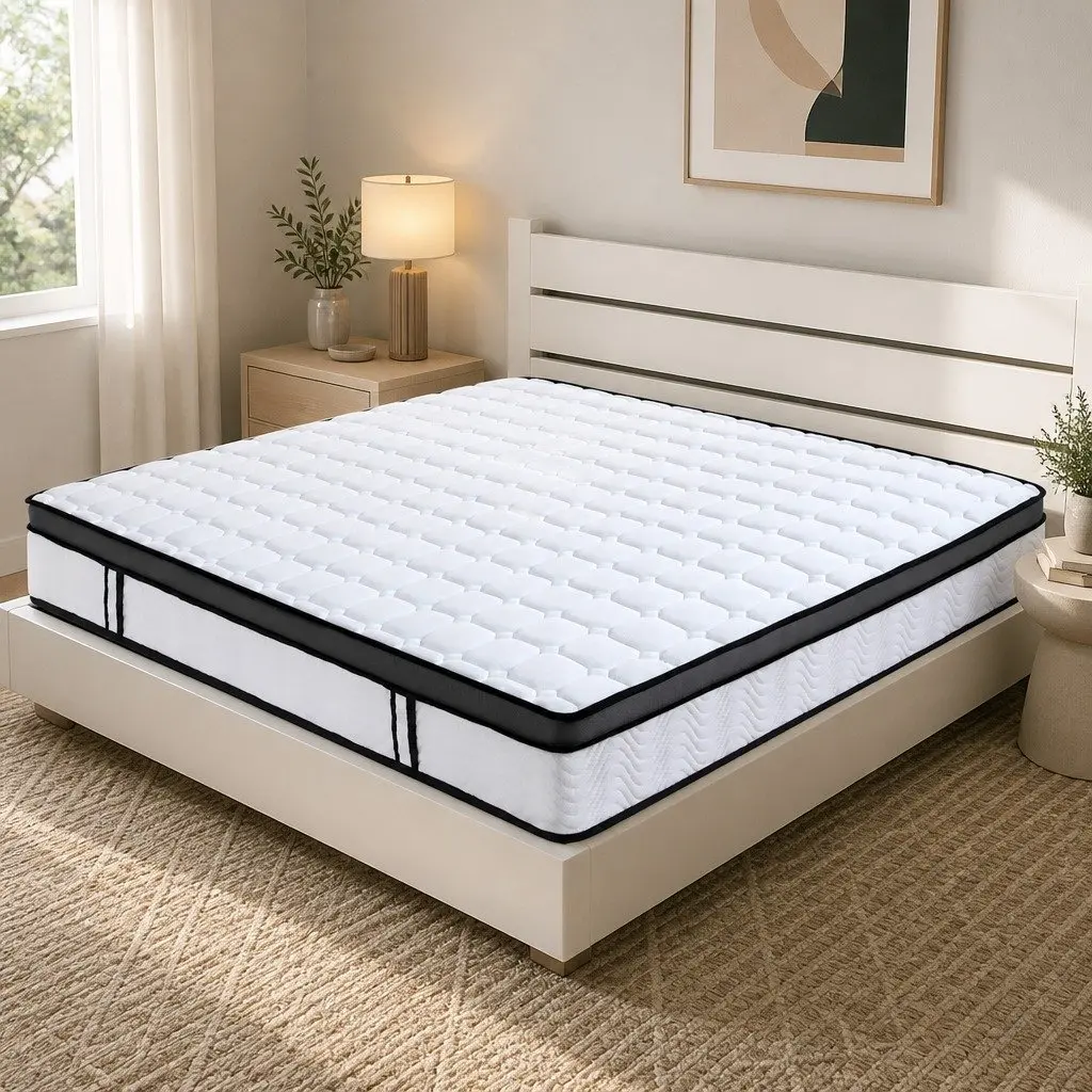 King Size Mattress White Medium Firm 25cm Cool Gel Foam Bonnell Spring Support