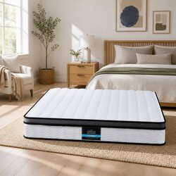 Queen Mattress 25cm Cool Gel Memory Foam Medium Firm Bonnell Spring Support Bed