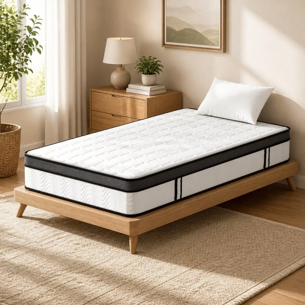 Single Mattress Medium Firm Cool Gel Foam Bonnell Spring Support 25cm White