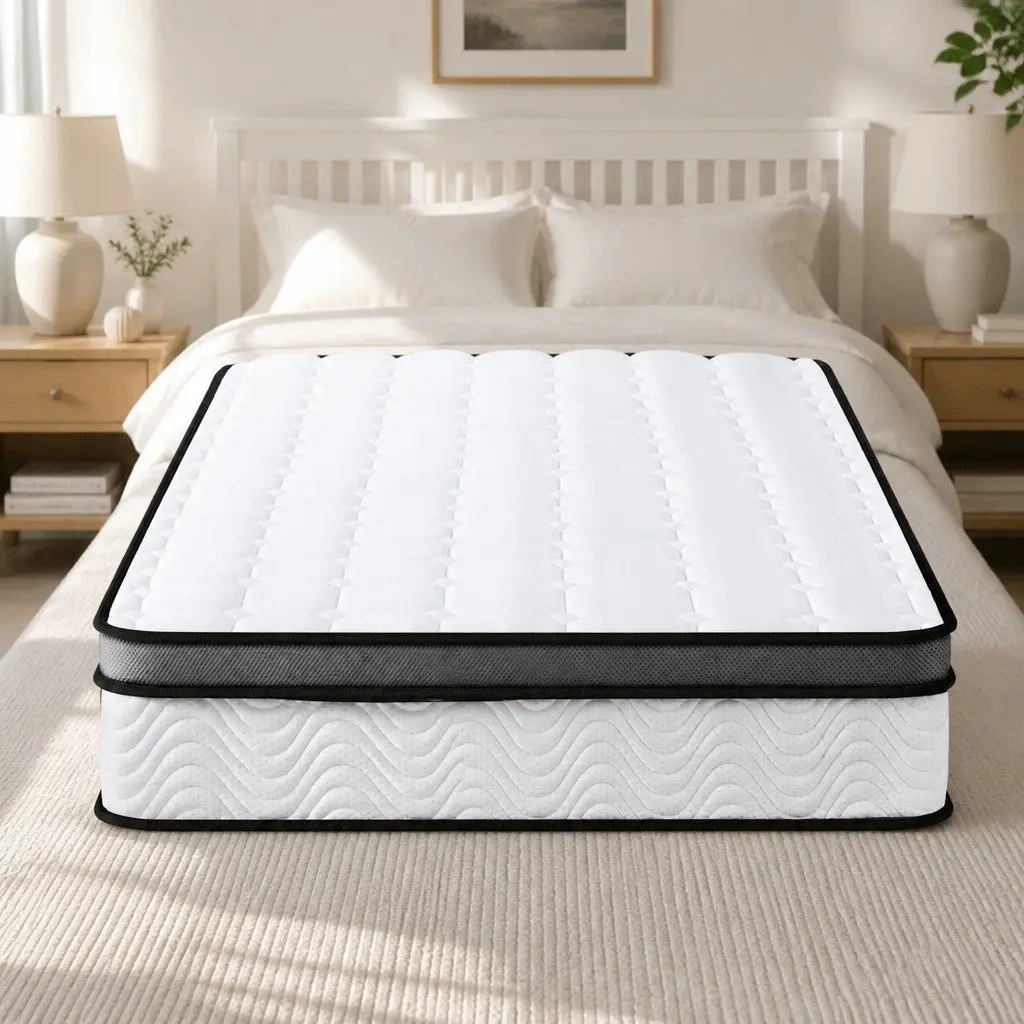 Single Mattress Medium Firm Cool Gel Foam Bonnell Spring Support 25cm White