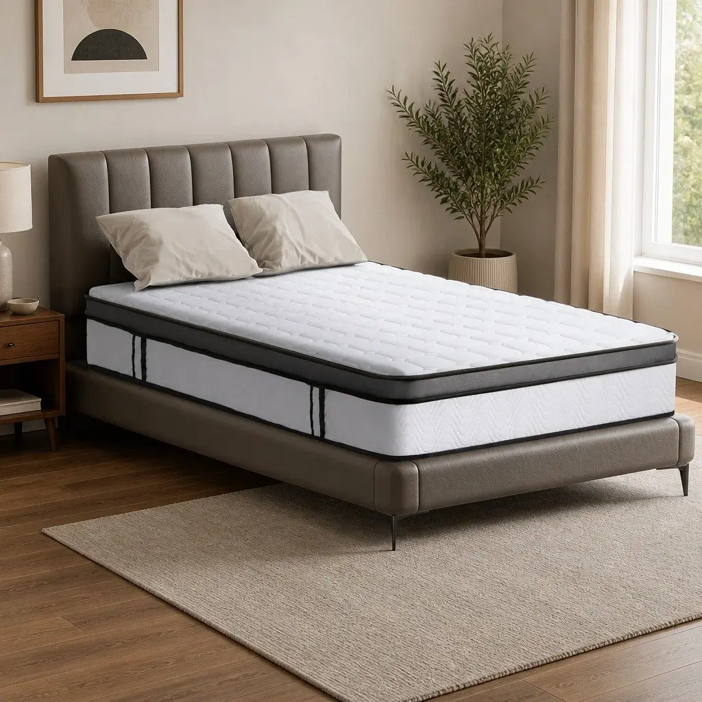 Single Mattress Medium Firm Cool Gel Foam Bonnell Spring Support 25cm White