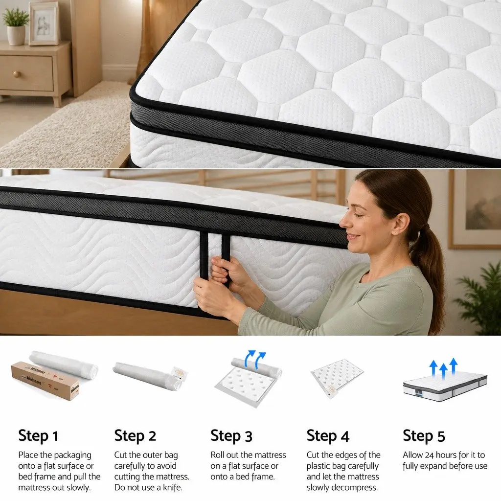 Single Mattress Medium Firm Cool Gel Foam Bonnell Spring Support 25cm White
