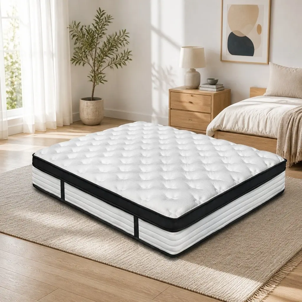 King Size Mattress Medium Firmness 31cm Euro Top Plush Pocket Spring White