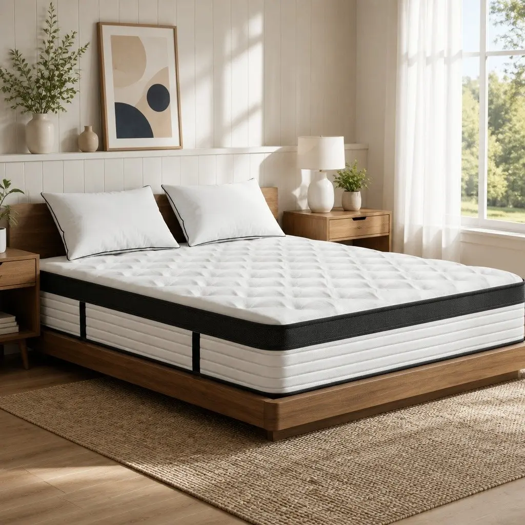 King Size Mattress Medium Firmness 31cm Euro Top Plush Pocket Spring White