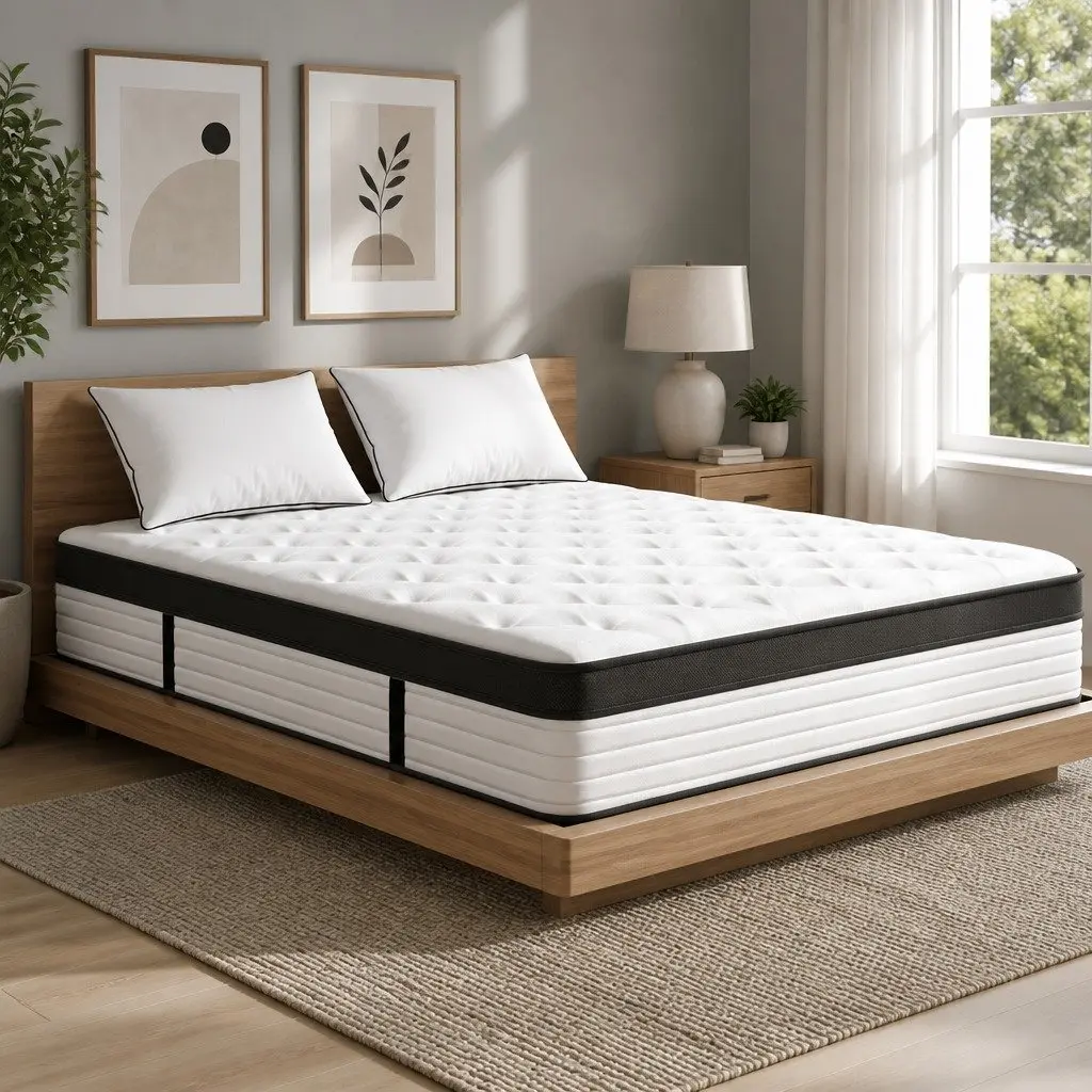 Queen Mattress Euro Top Plush 31cm White Medium Firmness Pocket Spring