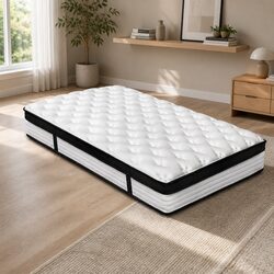 Single Mattress 31cm Euro Top Plush Pocket Spring Bed Medium Firmness