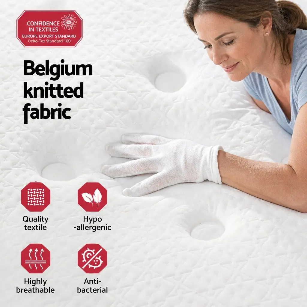 Double Mattress Medium Firm 21cm Euro Top Bonnell Spring Hypoallergenic White
