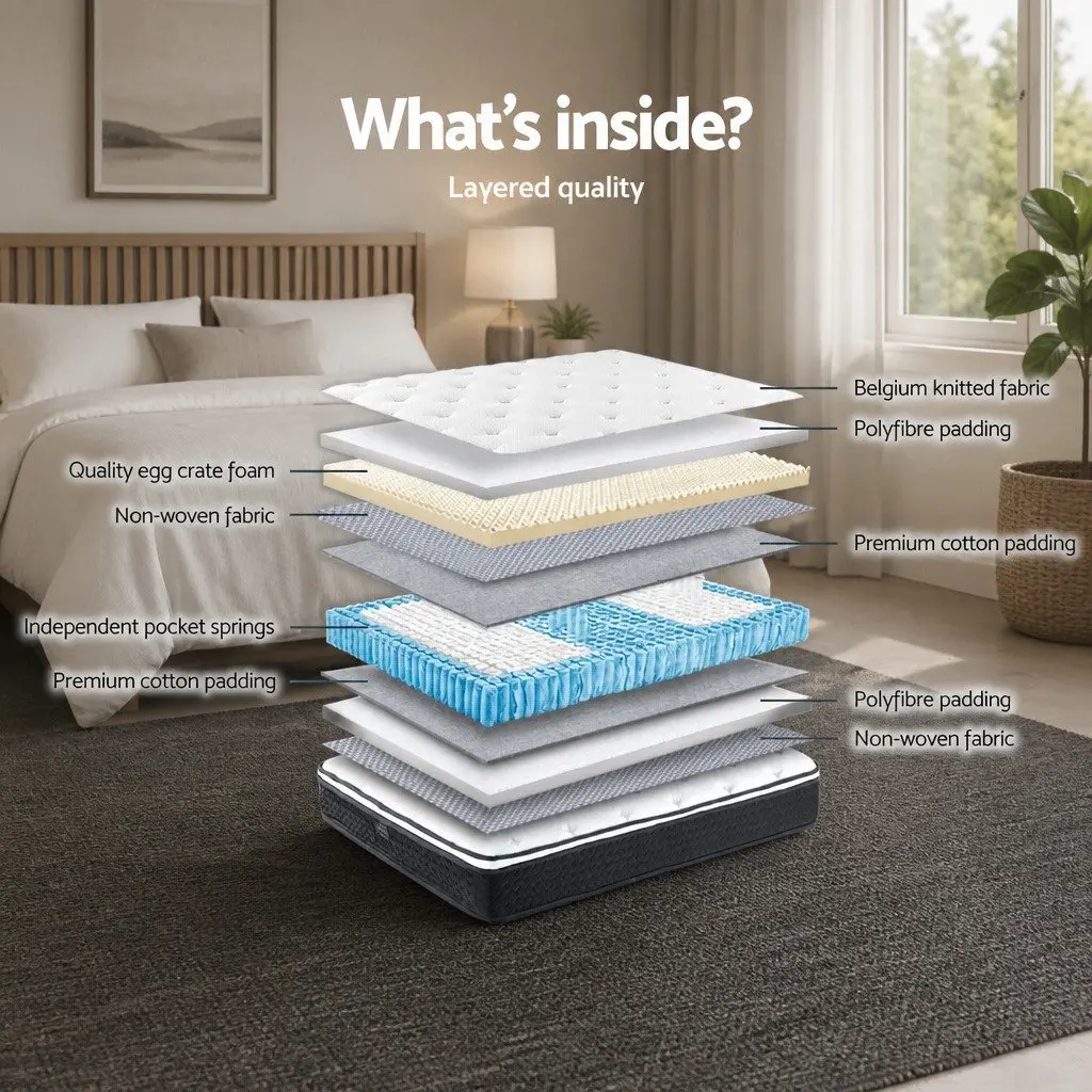 Double Mattress Medium Firm 21cm Euro Top Bonnell Spring Hypoallergenic White